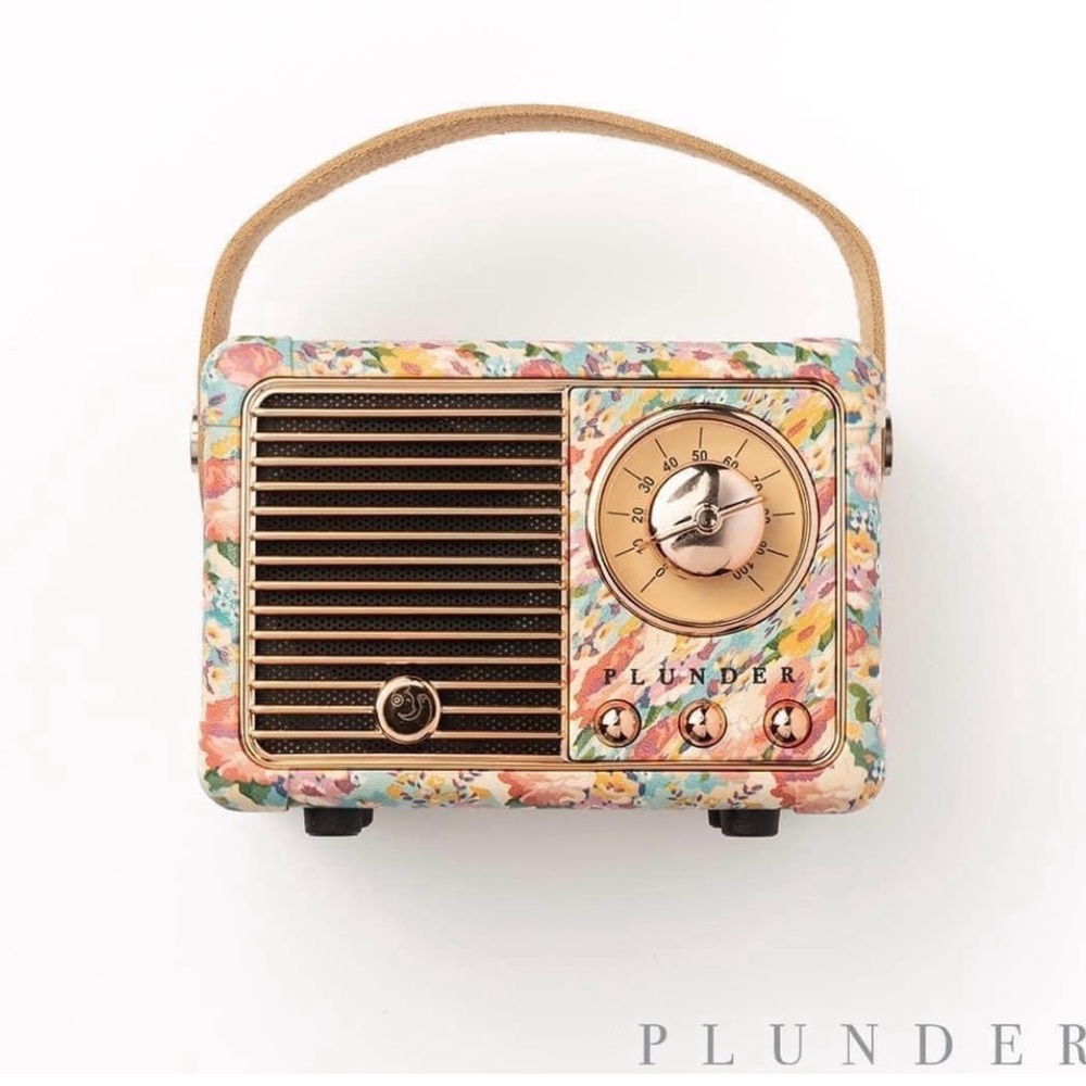 Plunder Vintage Floral Bluetooth CD Radio Speaker with Gold Accents